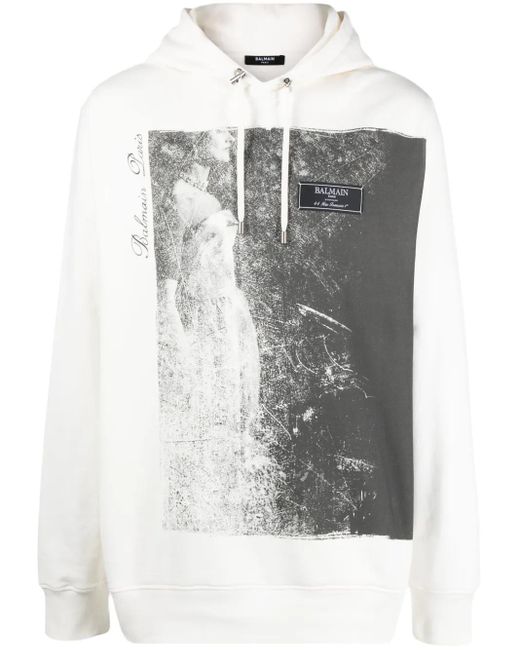Balmain Gray Jolie Madame Cotton Hoodie for men