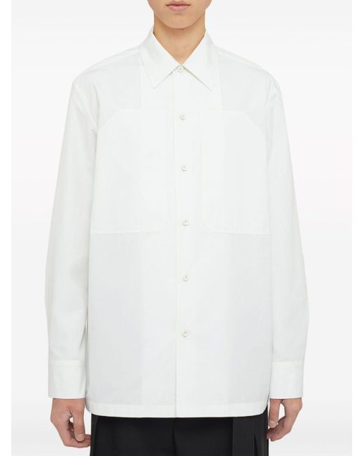 Chemise en coton à poche poitrine Jil Sander pour homme en coloris White