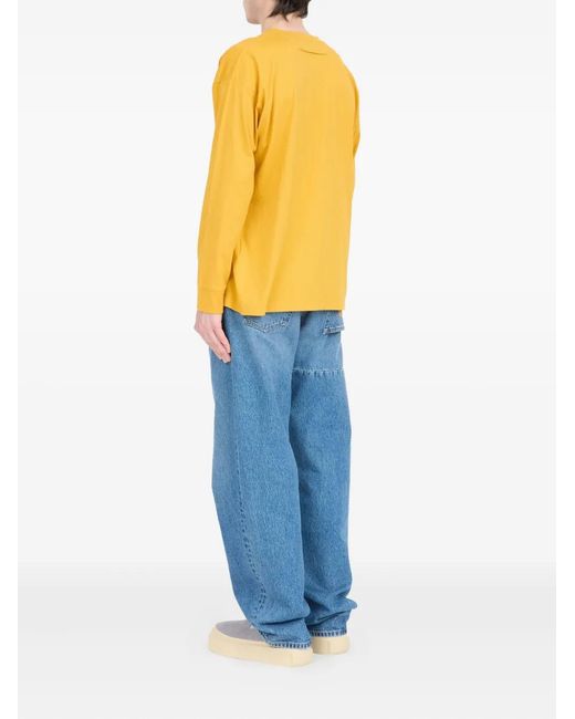 MM6 by Maison Margiela Yellow Graphic-Print Long-Sleeve T-Shirt for men