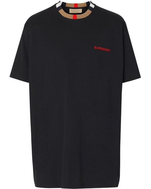 Burberry Cotton Jayson Icon Stripe T-shirt in Black for Men | Lyst