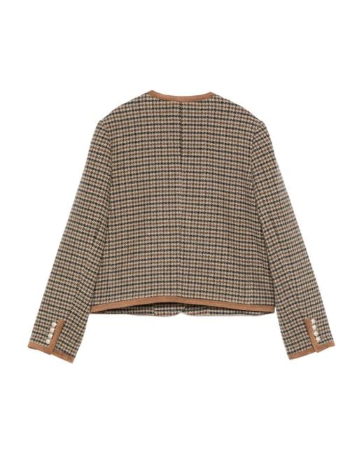 DUNST Brown Houndstooth Pearl-Button Jacket