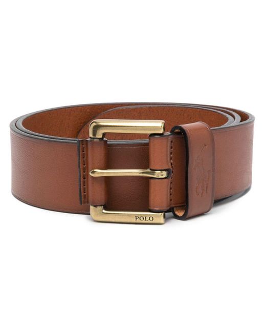 Polo Ralph Lauren Brown Embossed-logo Leather Belt for men