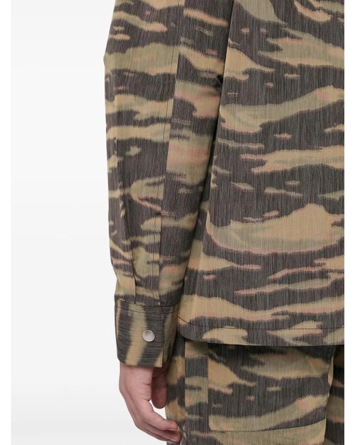 Jil Sander Brown Printed Zip-Up Overshirt for men