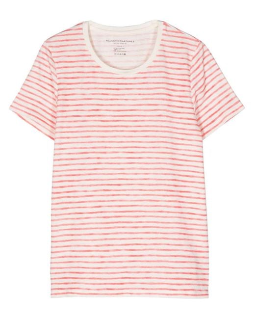 Majestic Filatures Stripe-print T-shirt Pink