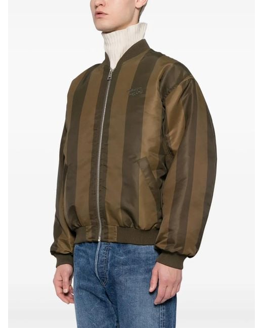 Maison Kitsuné Brown Striped Bomber Jacket for men