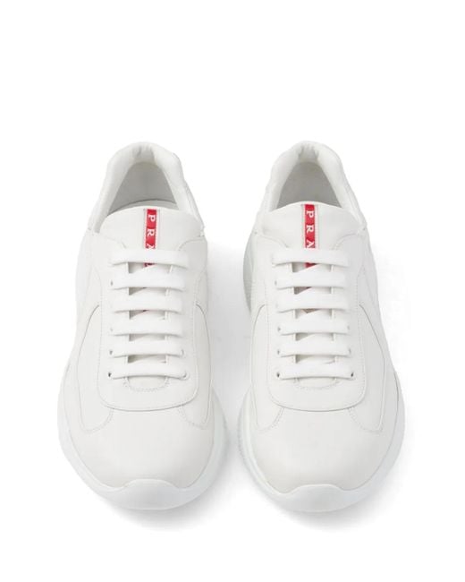Prada White America's Cup Nappa Leather Sneakers for men