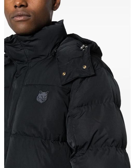 Maison Kitsuné Blue Logo-appliqué Hooded Down Jacket for men