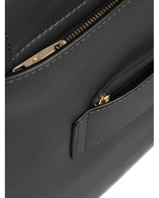 Piquadro Black Grained-Leather Satchel