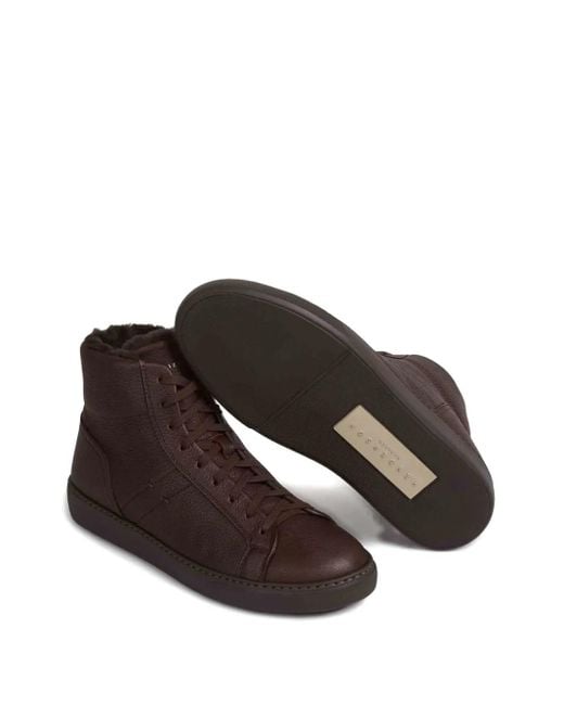 Henderson Brown Boris Leather High-Top Sneakers for men