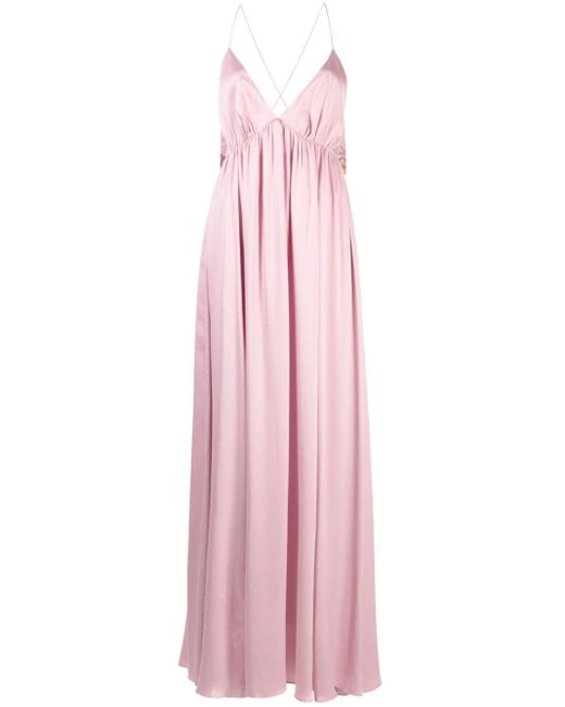 Zimmermann Pink Sensory Gathered Silk Maxi Dress