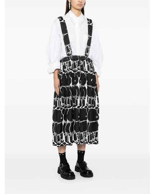 Comme des Garçons Black Bearbrick-Printed Skirt