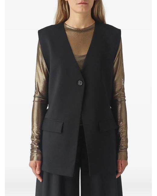 MEIMEIJ Black V-Neck Single-Breasted Vest