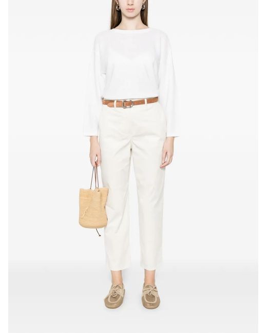 Marella White Button Trousers
