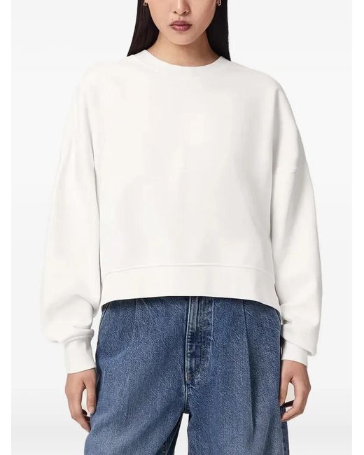 AllSaints White Esme Lila Oversized Long Sleeve Sweatshirt
