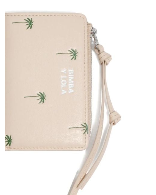 Bimba Y Lola Natural Palms Zip Leather Wallet