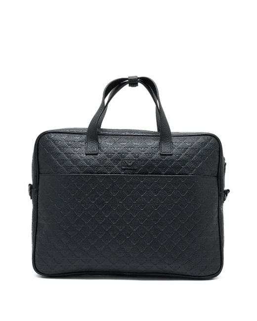 メンズ Emporio Armani レザービジネスバッグ Black