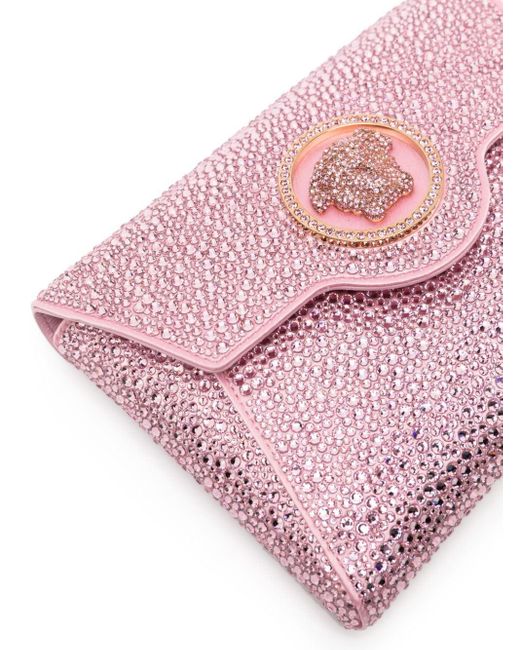 Clutch La Medusa Crystal di Versace in Pink