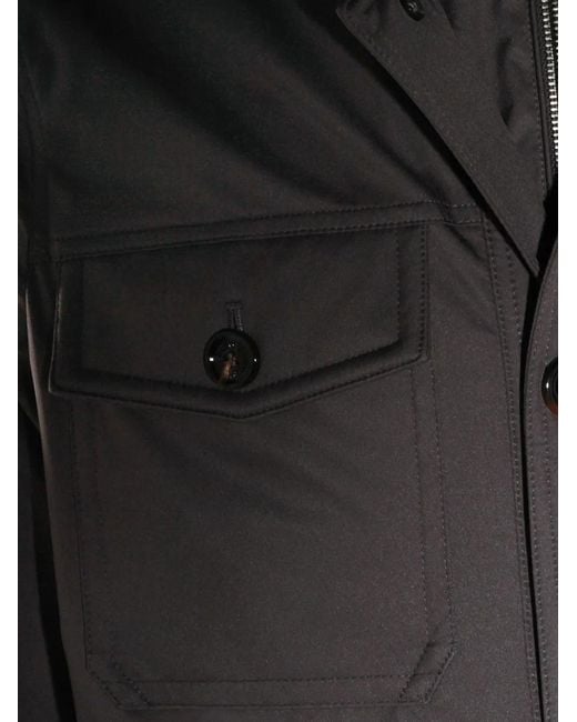 Moorer Black Buttoned Hooded Jacket for men