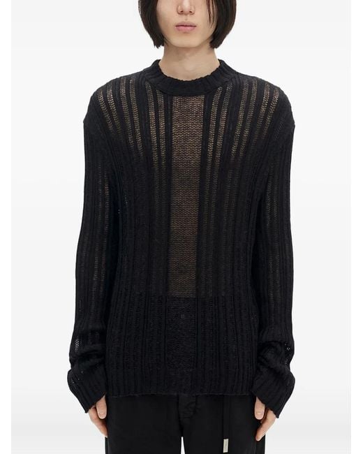 Ann Demeulemeester Black Halvar Ribbed-Knit Sweater for men