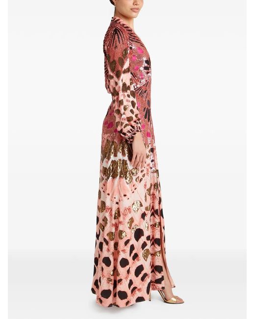 Temperley London White Emperor Sequin Print Gown