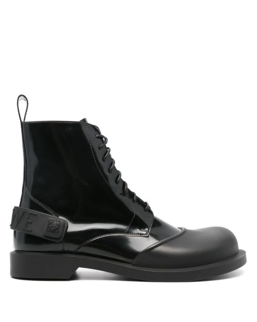 Loewe Black Campo Lace-up Leather Boots for men