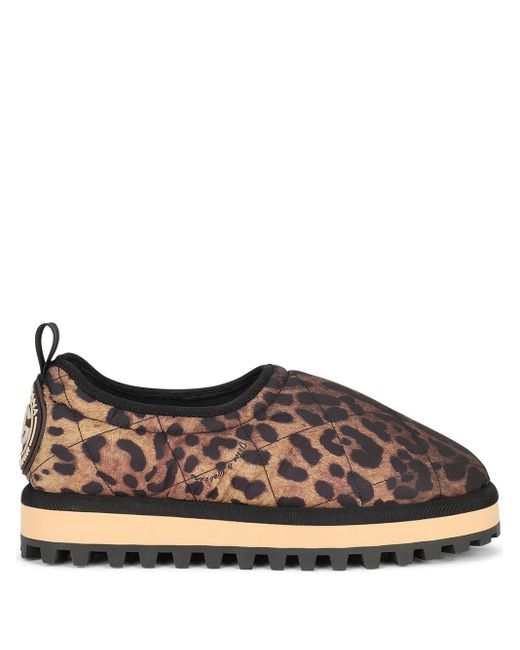 Dolce & Gabbana Brown City Leopard-Print Slip-On Shoes