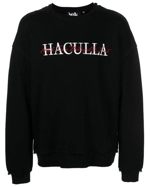 Haculla Black Embroidered Sweatshirt for men