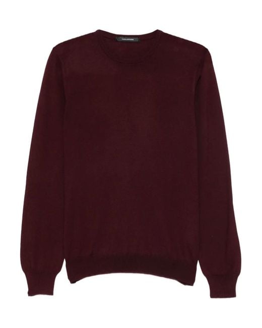 Tagliatore Purple Crew-Neck Virgin-Wool Sweater for men