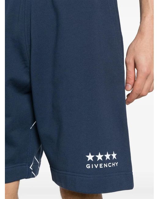 Givenchy Blue Logo-Print Cotton Shorts for men