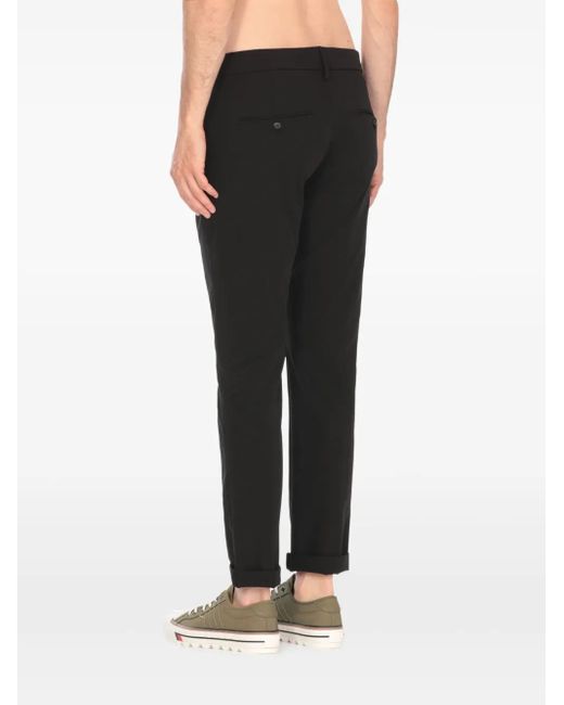 Dondup Black Button-Fastening Cuffed Trousers for men