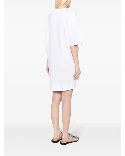 JNBY White Pleated Asymmetric Dress