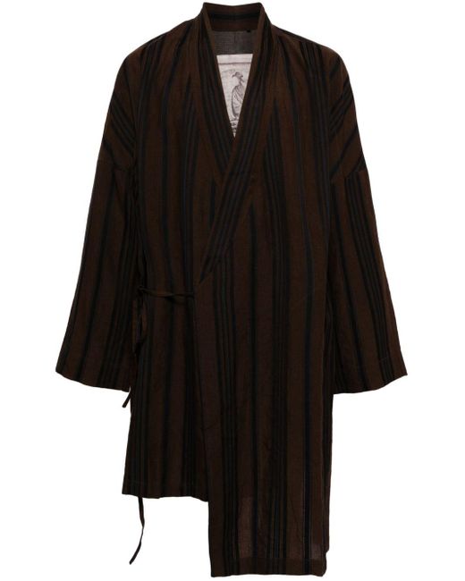 Ziggy Chen Black Striped Asymmetric Coat for men