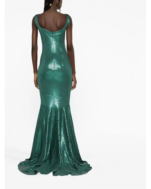 Atu Body Couture Green Sequin-Embellished Evening Gown
