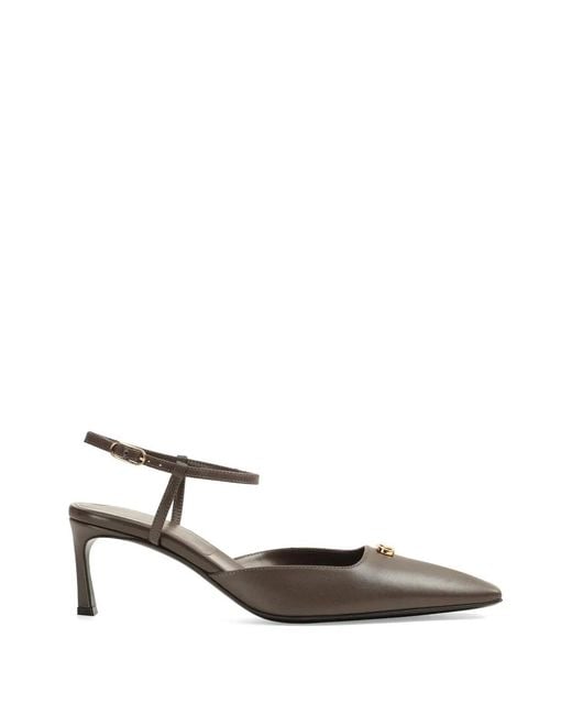 Sergio Rossi White Surge Logo-Plaque Pointed-Toe Pumps