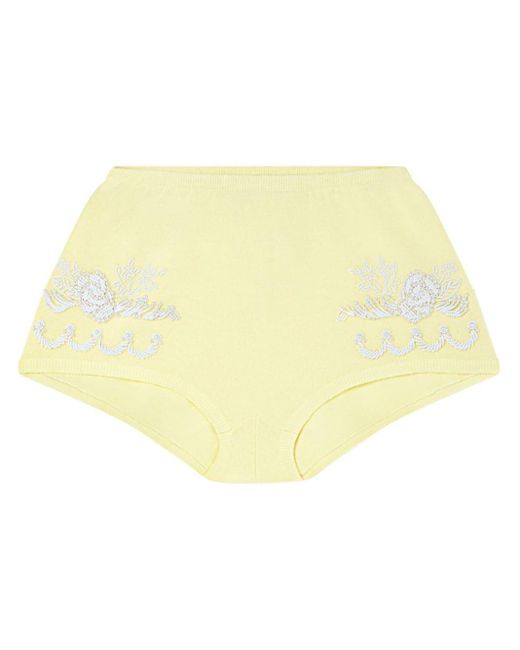 Versace Yellow Embroidered Knitted Mini Shorts