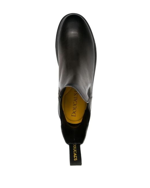 Doucal's Black Leather Chelsea Ankle Boots for men