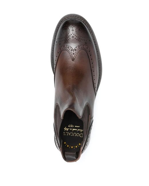 Bottines En Cuir À Détails De Perforations Doucal's pour homme en coloris Brown
