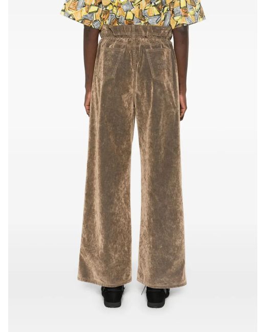 Miu Miu Brown Logo-Patch Trousers