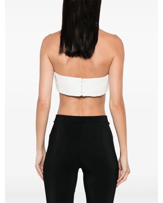 Nissa White Bow-Embellished Crop Top