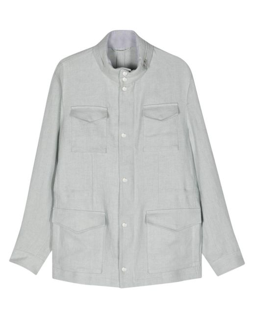 Eleventy Gray Four-pockets Linen Jacket for men