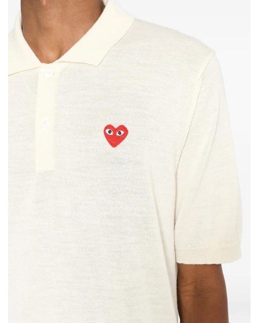 Comme des Garçons White Play Heart-Patch T-Shirt