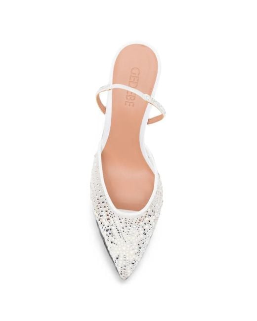 Gedebe White 85Mm Crystal-Embellished Mesh Pumps