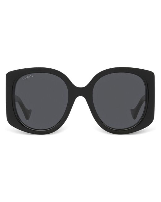 Gucci Black Oversized-frame Logo-plaque Sunglasses