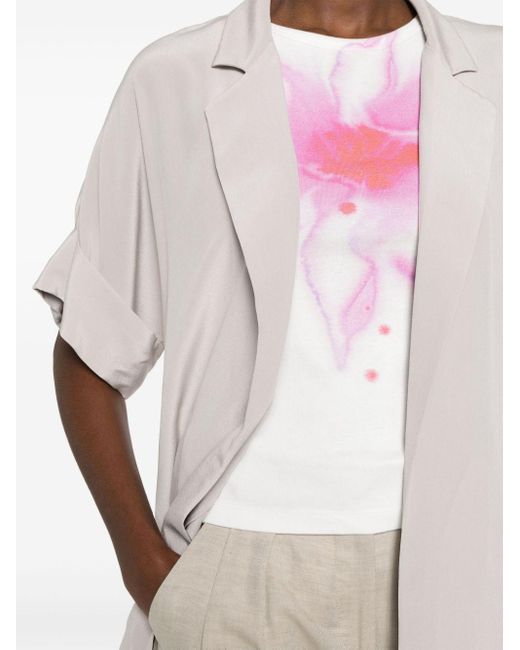 Alysi White Crepe Silk Short-sleeves Blazer