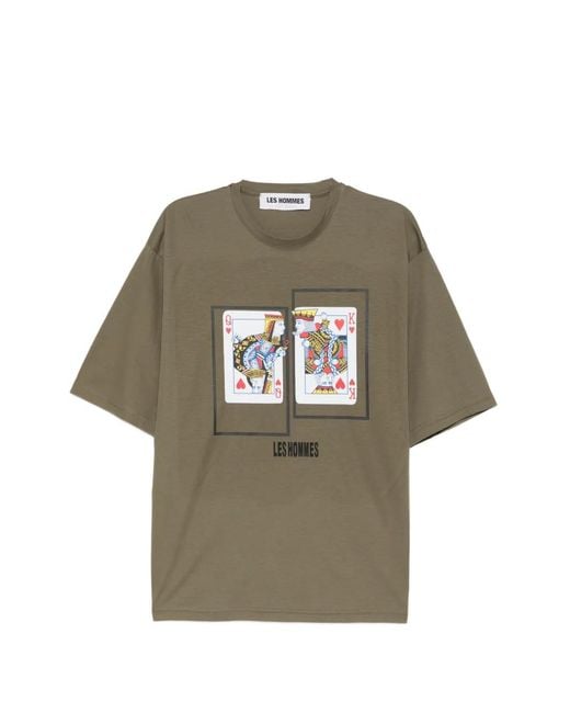 Les Hommes Gray Printed T-Shirt for men