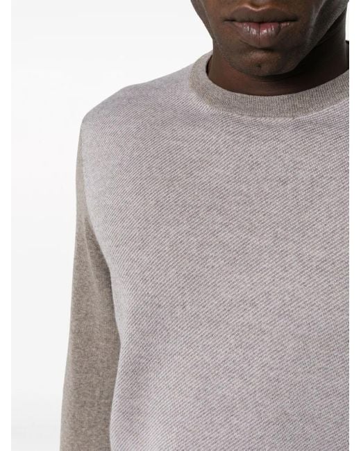 Canali Gray Two-Tone Wool Jumper for men
