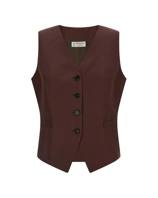 Alberto Biani Brown V-Neck Button Vest