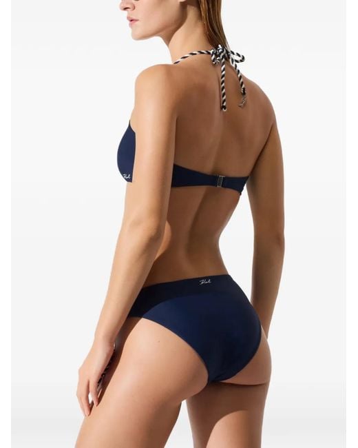 Karl Lagerfeld Blue Signature Nautical Bandeau Bokini Top