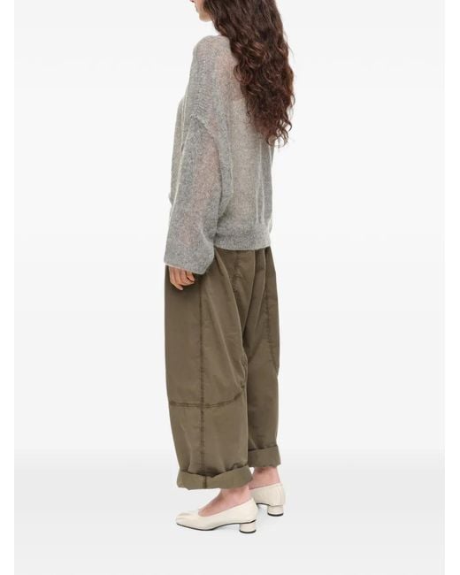 Bimba Y Lola Gray Melange Mohair Boat Neck Sweater