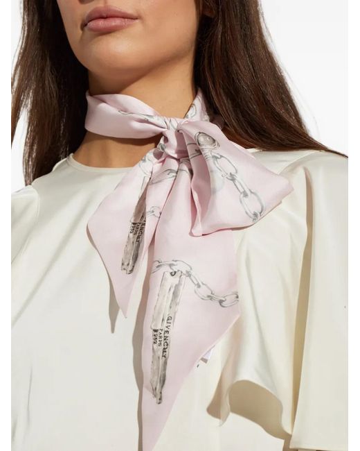Givenchy White Chain-Print Silk Scarf